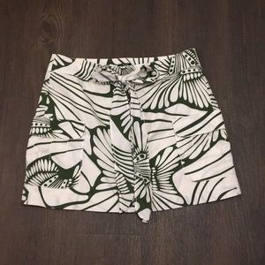 J. Crew Mini Skirt Button Front Green White Sz 4